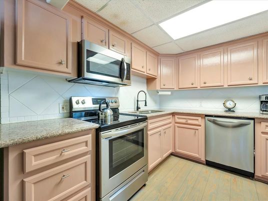 Interior, Kitchen, Stainless Steel Appliances, Wood Texture Flooring