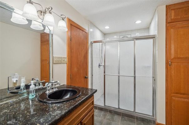 Bathroom, Dual Sink Vanities, Glass Shower, Interior, Recessed Lighting