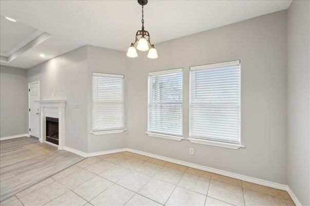 Empty room, Fireplace, Interior, Pendant Lights, Recessed Lighting