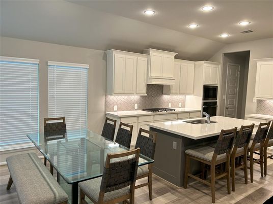 Dining room, Interior, Kitchen, Recessed Lighting, Wood Texture Flooring