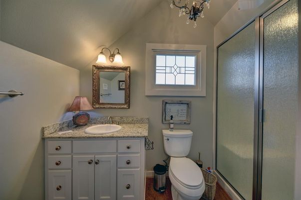 Bathroom, Glass Shower, Interior, Wood Texture Flooring