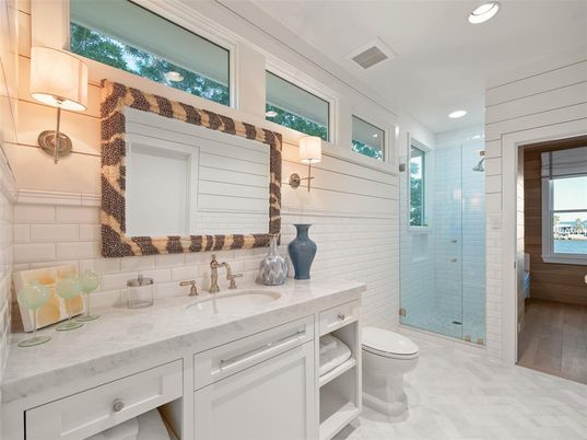 Bathroom, Glass Shower, Interior, Recessed Lighting