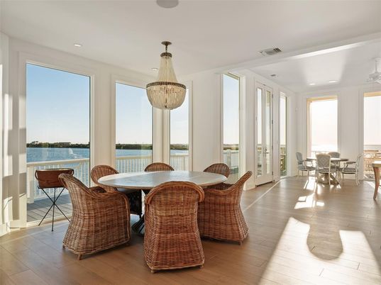 Dining room, Interior, Recessed Lighting, Water, Wood Texture Flooring