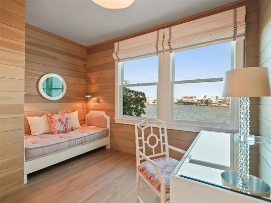 Bedroom, Interior, Water, Wood Texture Flooring, Wooden Walls