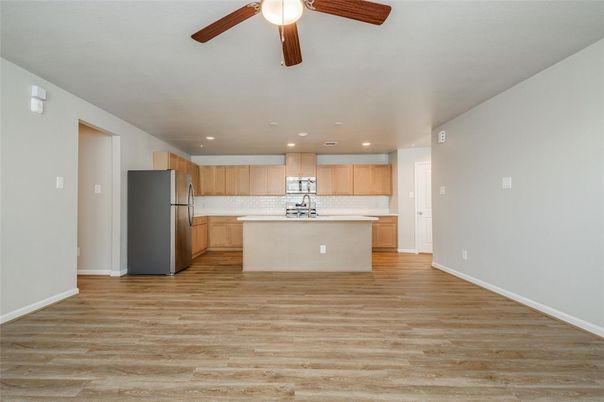 Interior, Kitchen, Recessed Lighting, Wood Texture Flooring