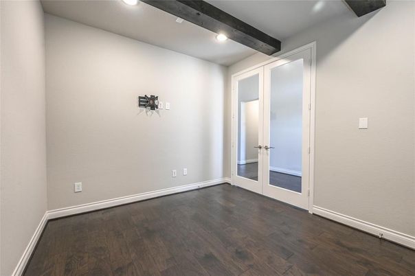 Empty room, Interior, Recessed Lighting, Wooden Beams, Wood Texture Flooring