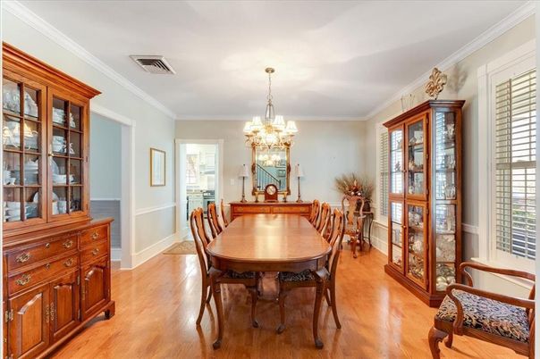 Chandelier, Dining room, Interior, Wood Texture Flooring
