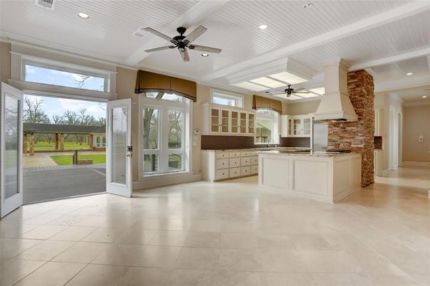 Interior, Kitchen, Recessed Lighting, Stone Walls