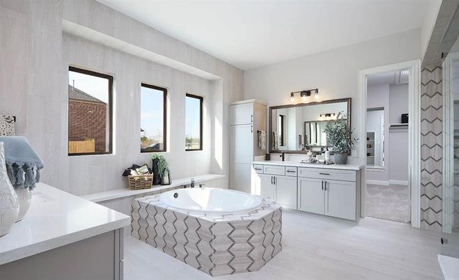 Bathroom, Dual Sink Vanities, Interior, Wood Texture Flooring