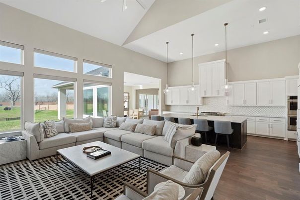 Dining room, Interior, Kitchen, Living room, Pendant Lights, Recessed Lighting, Stainless Steel Appliances, Wood Texture Flooring