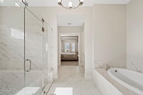 Bathroom, Bedroom, Glass Shower, Interior, Marble, Marble Walls