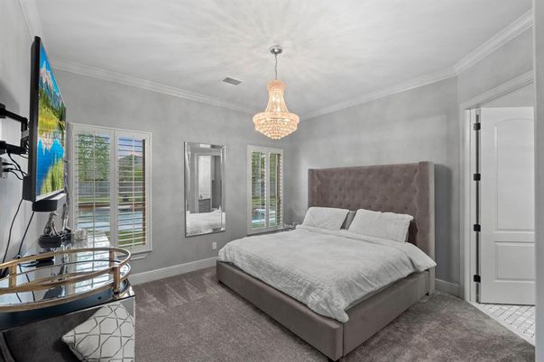 Bedroom, Chandelier, Interior