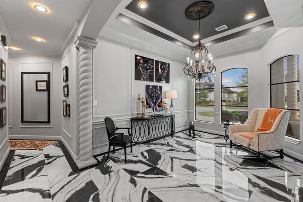 Chandelier, Interior, Marble, Recessed Lighting