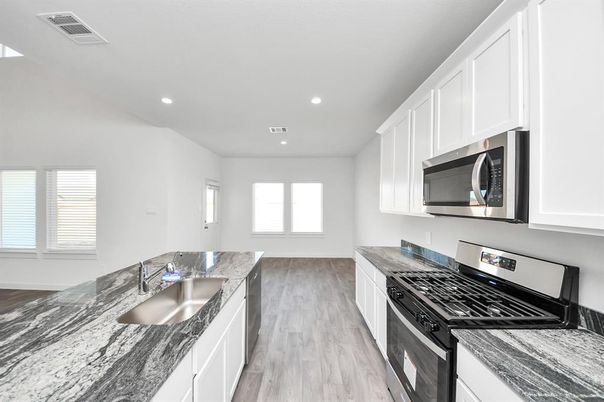 Interior, Kitchen, Recessed Lighting, Wood Texture Flooring