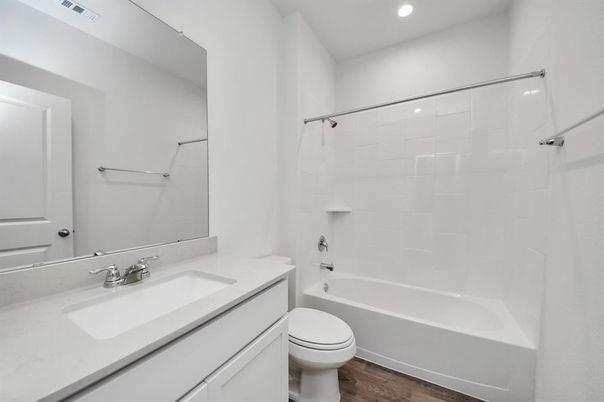 Bathroom, Interior, Recessed Lighting, Wood Texture Flooring
