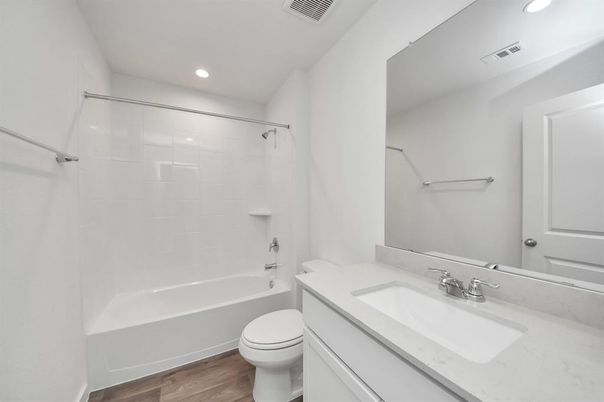 Bathroom, Interior, Recessed Lighting, Wood Texture Flooring