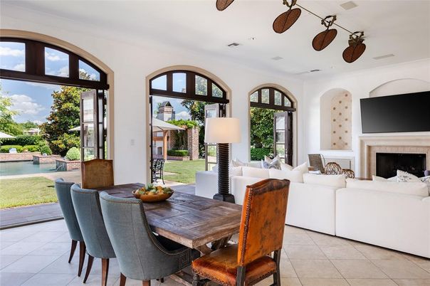 Dining room, Fireplace, Interior, Living room, Recessed Lighting