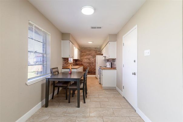 Dining room, Interior, Kitchen, Recessed Lighting, Stone Walls