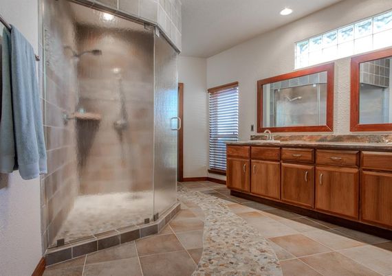 Bathroom, Glass Shower, Interior, Recessed Lighting