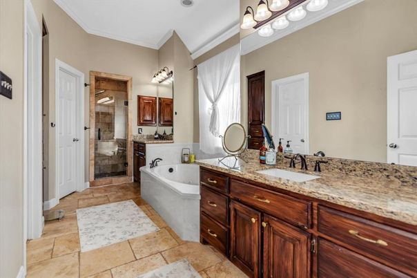Bathroom, Dual Sink Vanities, Free Standing Baths, Glass Shower, Interior