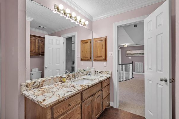 Bathroom, Dual Sink Vanities, Interior, Wood Texture Flooring