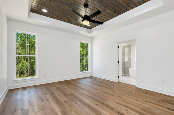 Bathroom, Empty room, Interior, Recessed Lighting, Wooden Ceilings, Wood Texture Flooring