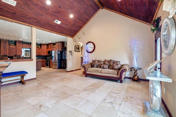 Interior, Kitchen, Recessed Lighting, Stainless Steel Appliances, Wooden Ceilings