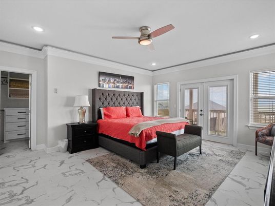 Bedroom, Interior, Marble, Recessed Lighting