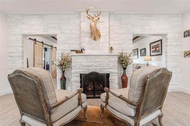 Fireplace, Interior, Stone Walls, Wood Texture Flooring