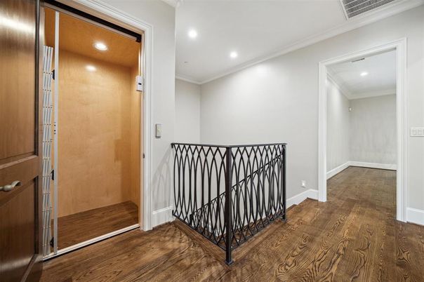 Elevator, Interior, Recessed Lighting, Wooden Ceilings, Wood Texture Flooring, Wooden Walls