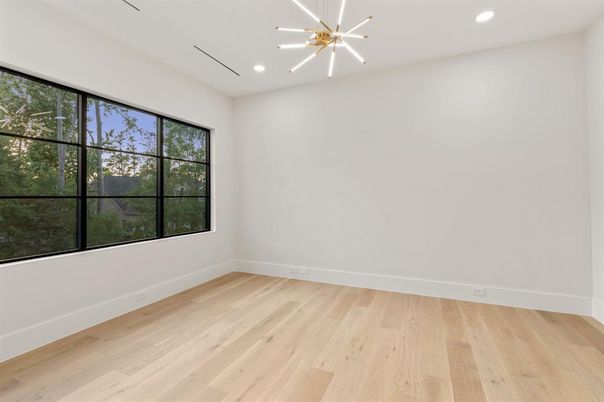 Empty room, Interior, Pendant Lights, Recessed Lighting, Wood Texture Flooring