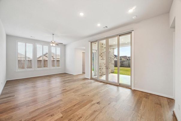 Empty room, Interior, Recessed Lighting, Wood Texture Flooring