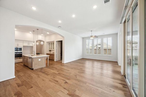 Interior, Kitchen, Pendant Lights, Recessed Lighting, Wood Texture Flooring