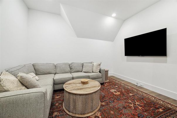 Interior, Living room, Recessed Lighting, Wood Texture Flooring
