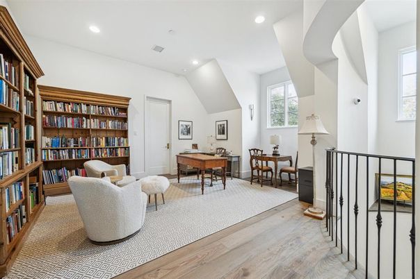 Home Office, Interior, Recessed Lighting, Wood Texture Flooring