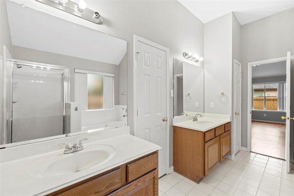 Bathroom, Dual Sink Vanities, Glass Shower, Interior