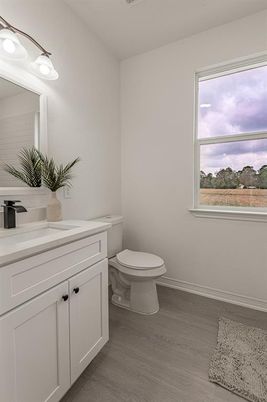 Bathroom, Interior, Tile Countertops, Wood Texture Flooring