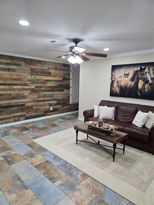 Interior, Living room, Recessed Lighting, Wooden Walls