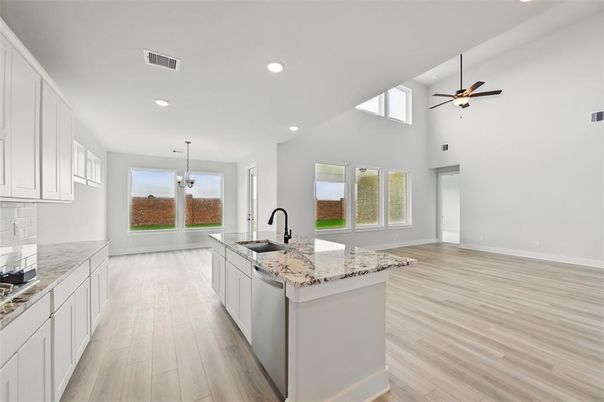 Interior, Kitchen, Recessed Lighting, Wood Texture Flooring