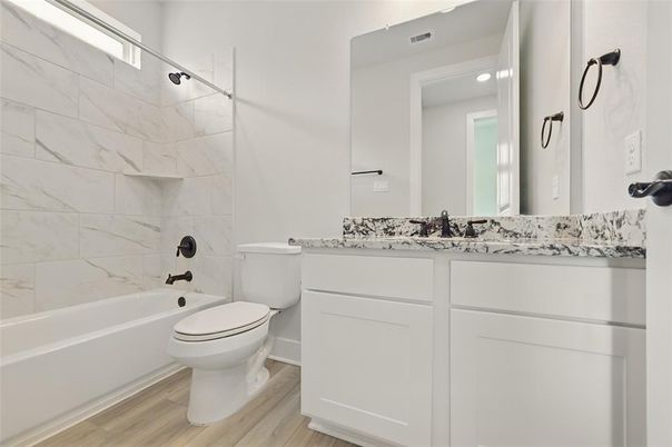 Bathroom, Interior, Marble Walls, Wood Texture Flooring