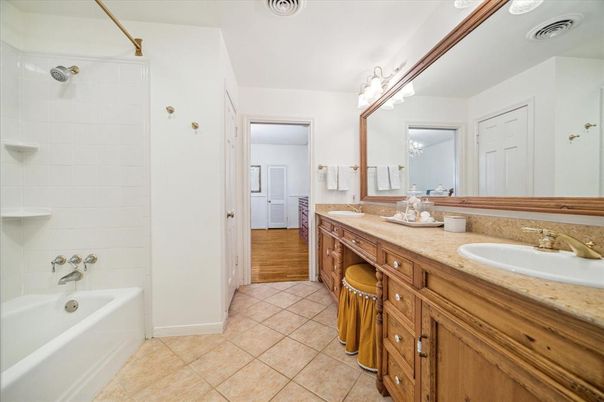 Bathroom, Dual Sink Vanities, Interior, Wood Texture Flooring