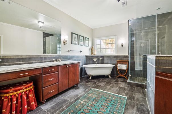 Bathroom, Dual Sink Vanities, Free Standing Baths, Glass Shower, Interior