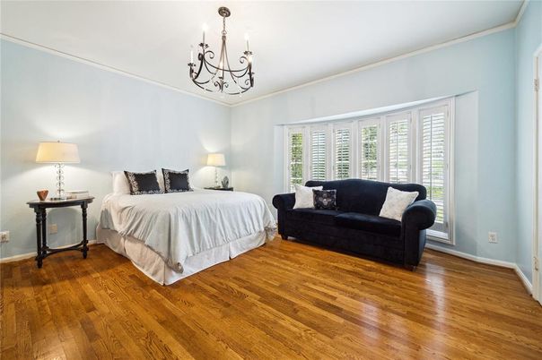 Bedroom, Chandelier, Interior, Wood Texture Flooring