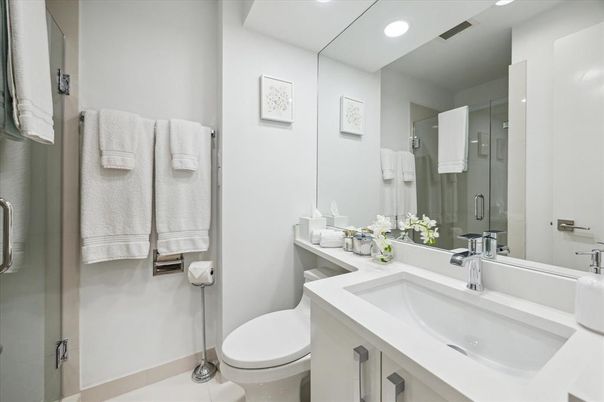 Bathroom, Glass Shower, Interior, Recessed Lighting