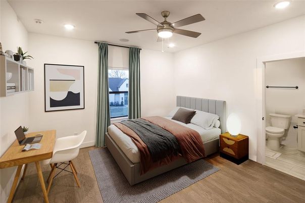 Bathroom, Bedroom, Interior, Recessed Lighting, Wood Texture Flooring
