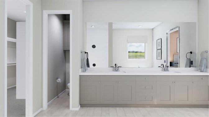 Bathroom, Dual Sink Vanities, Interior, Recessed Lighting