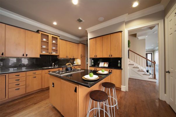 Interior, Kitchen, Recessed Lighting, Wood Texture Flooring
