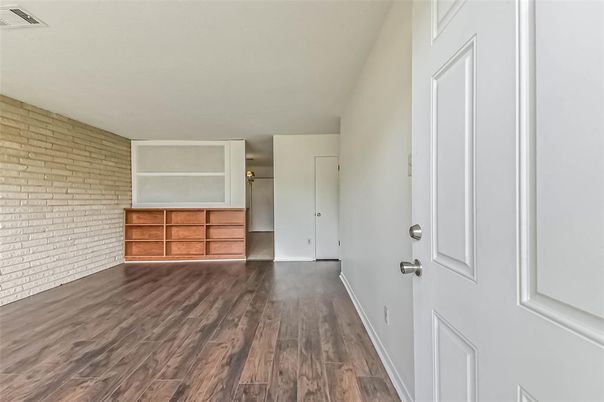 Empty room, Interior, Stone Walls, Wood Texture Flooring