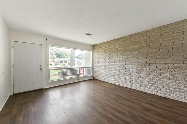 Empty room, Interior, Stone Walls, Wood Texture Flooring