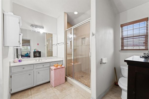 Bathroom, Glass Shower, Interior, Recessed Lighting